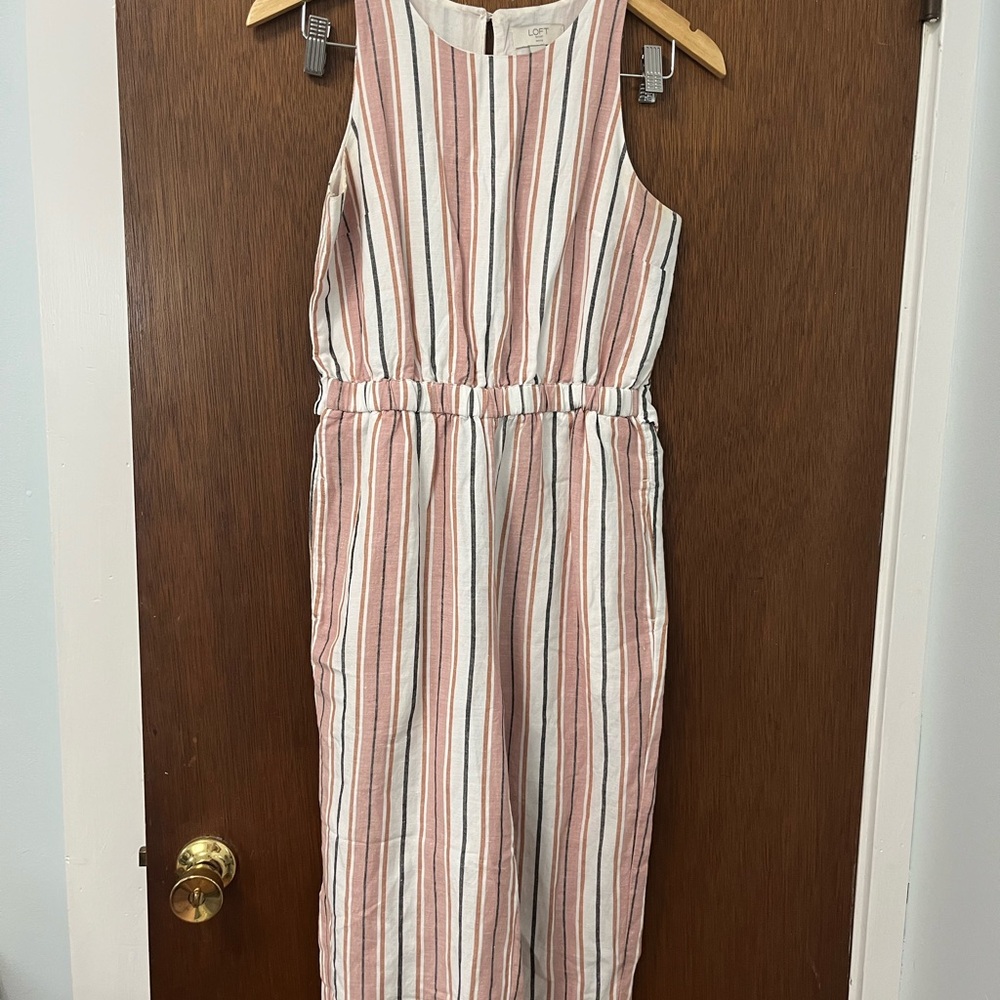 LOFT Pink Orange and White Striped Jumper